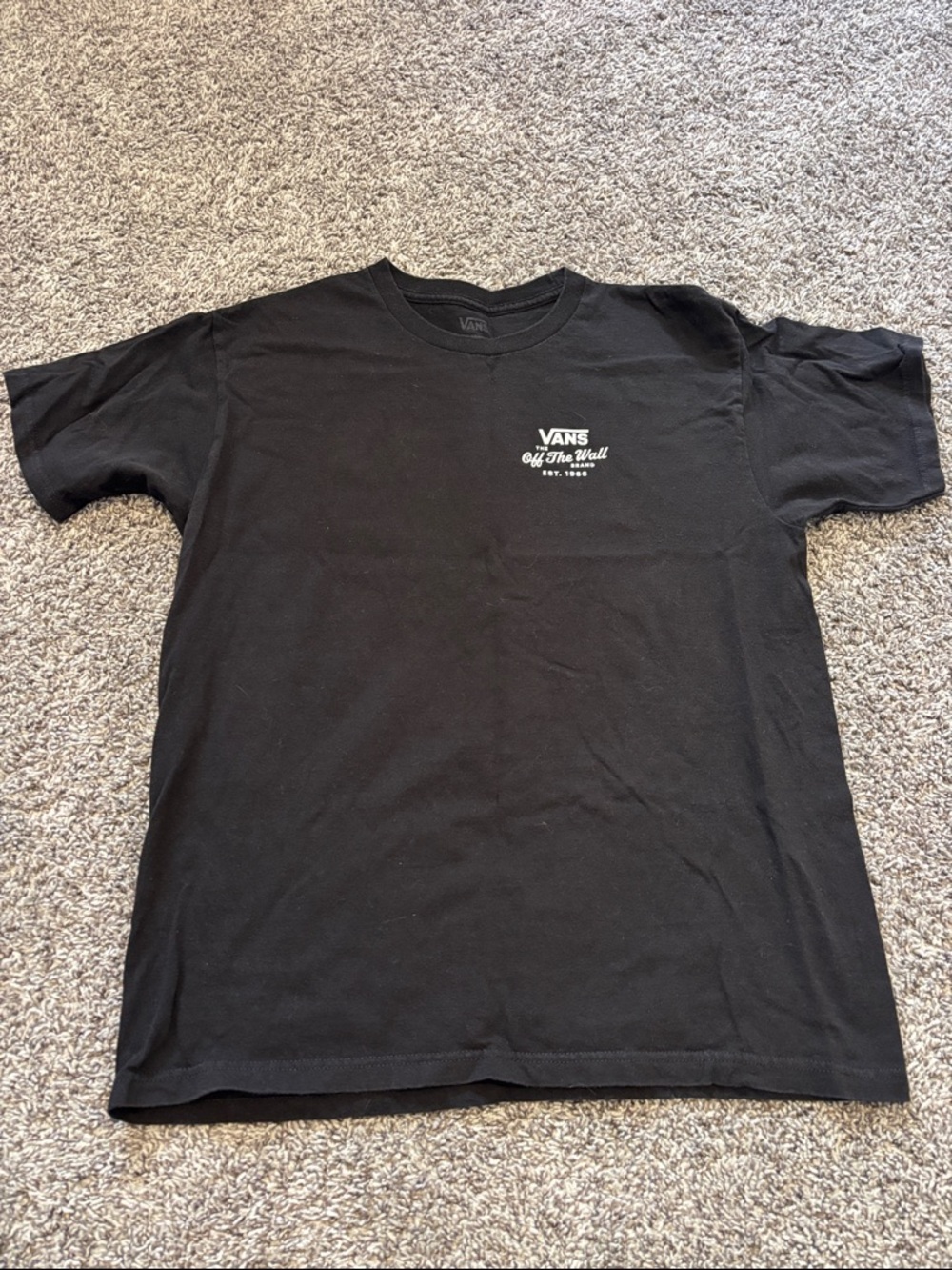 Vans Black Short-Sleeve Tee with White Off The Wall Logo